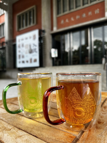 貓頭鷹紋飾雙層玻璃杯